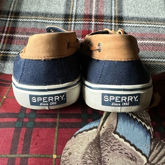 SPERRY ⚓️ Men’s Navy & Tan Canvas and Leather Boat Shoes - Size 11.5 - Picture 7 of 14